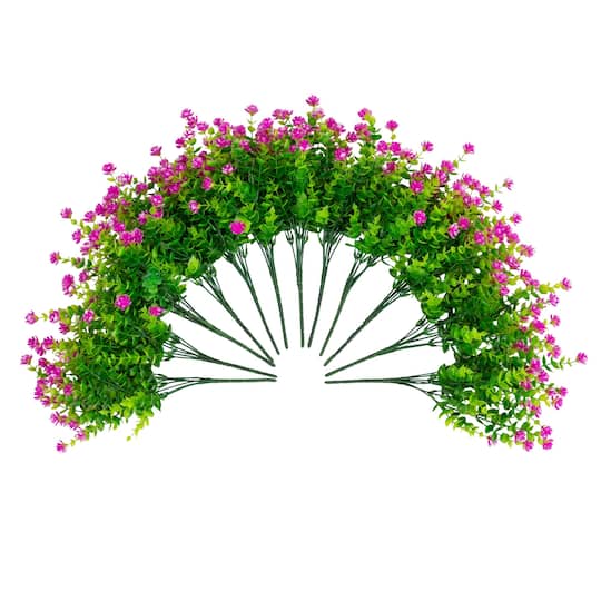 13" UV Resistant Artificial Flowering Mini Rose Bushes